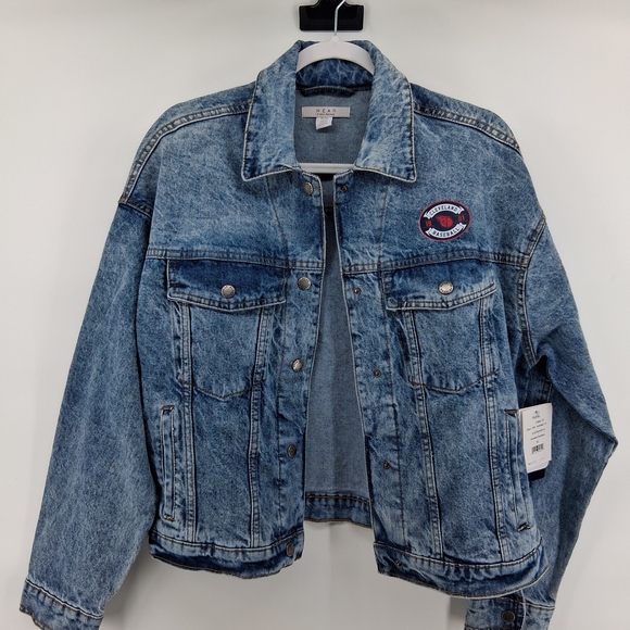 Wear By Erin Andrews Jackets & Blazers - Women’s Light Blue Washed Denim Jacket with Patch